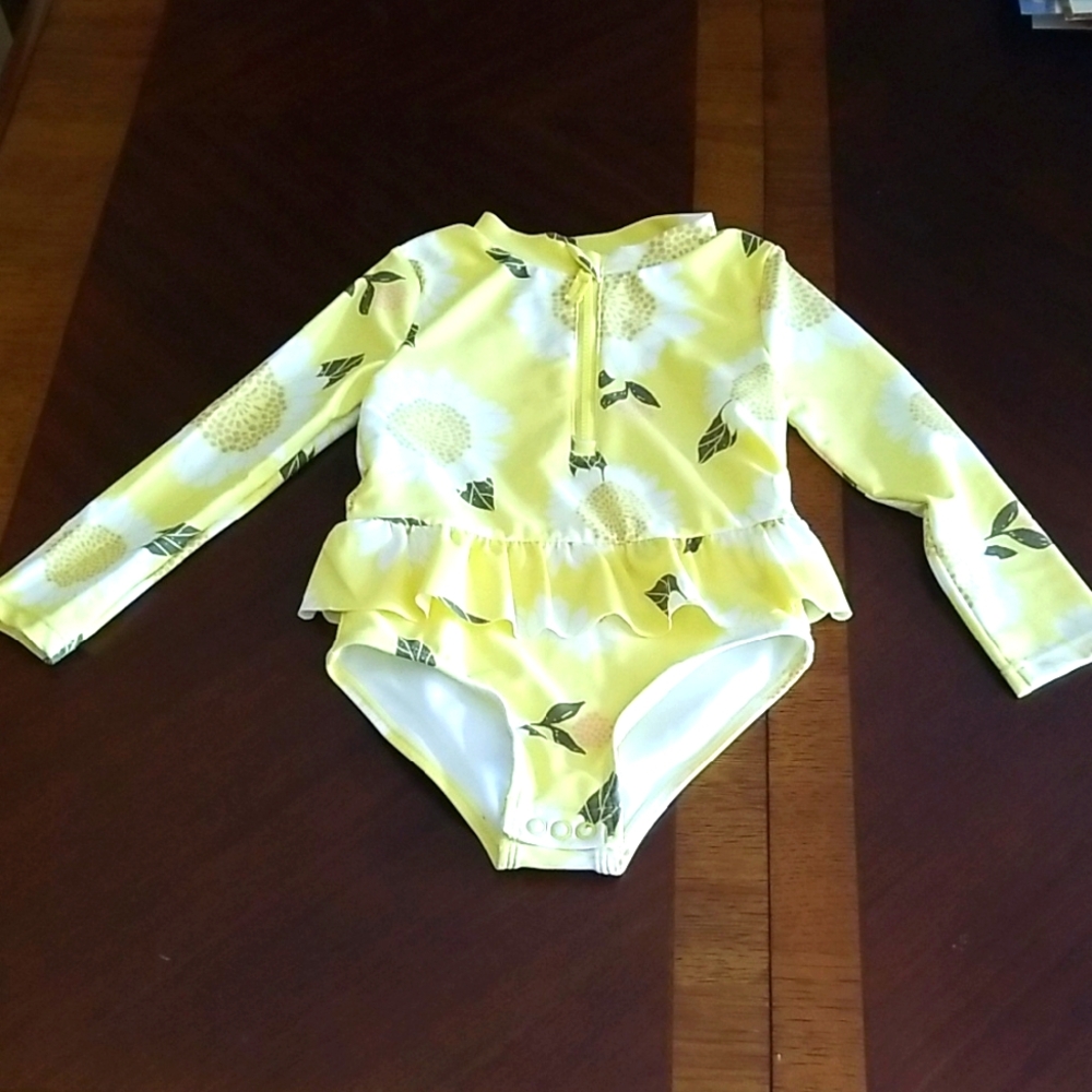 ❣5 for $25 Sale❣ Carter's Lemon Yellow Long Sleeved Swimwear with Floral Design